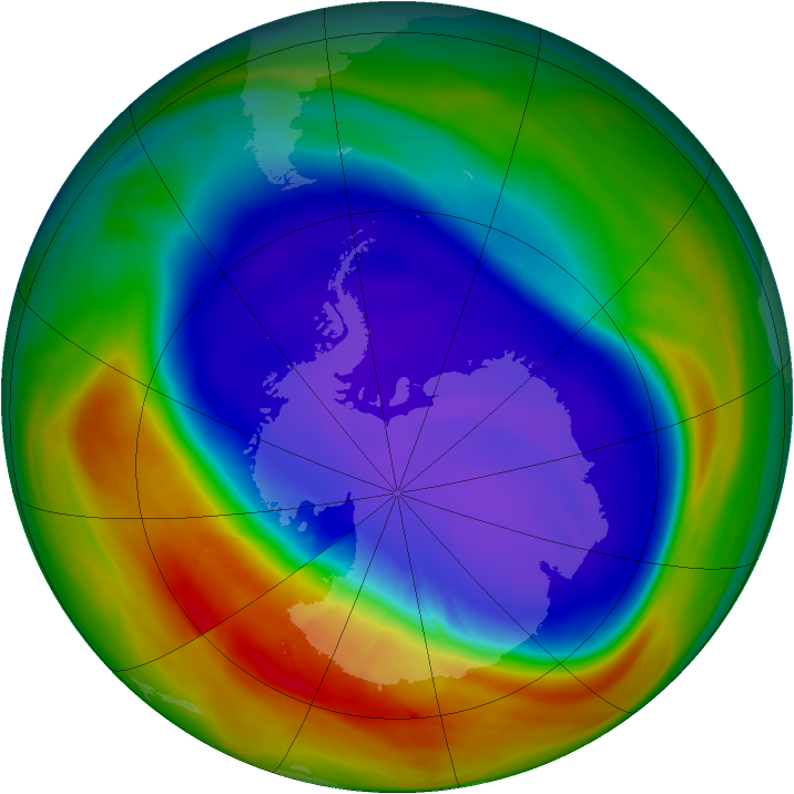 Antarctic ozone map for 22 September 2007